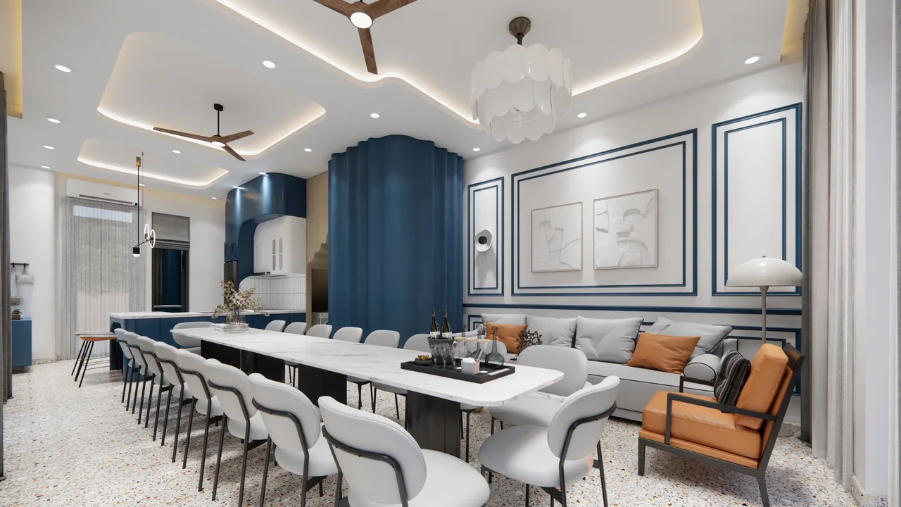 Thiết kế: phòng khách — Shophouse sắc xanh biển - NovaWorld Hồ Tràm