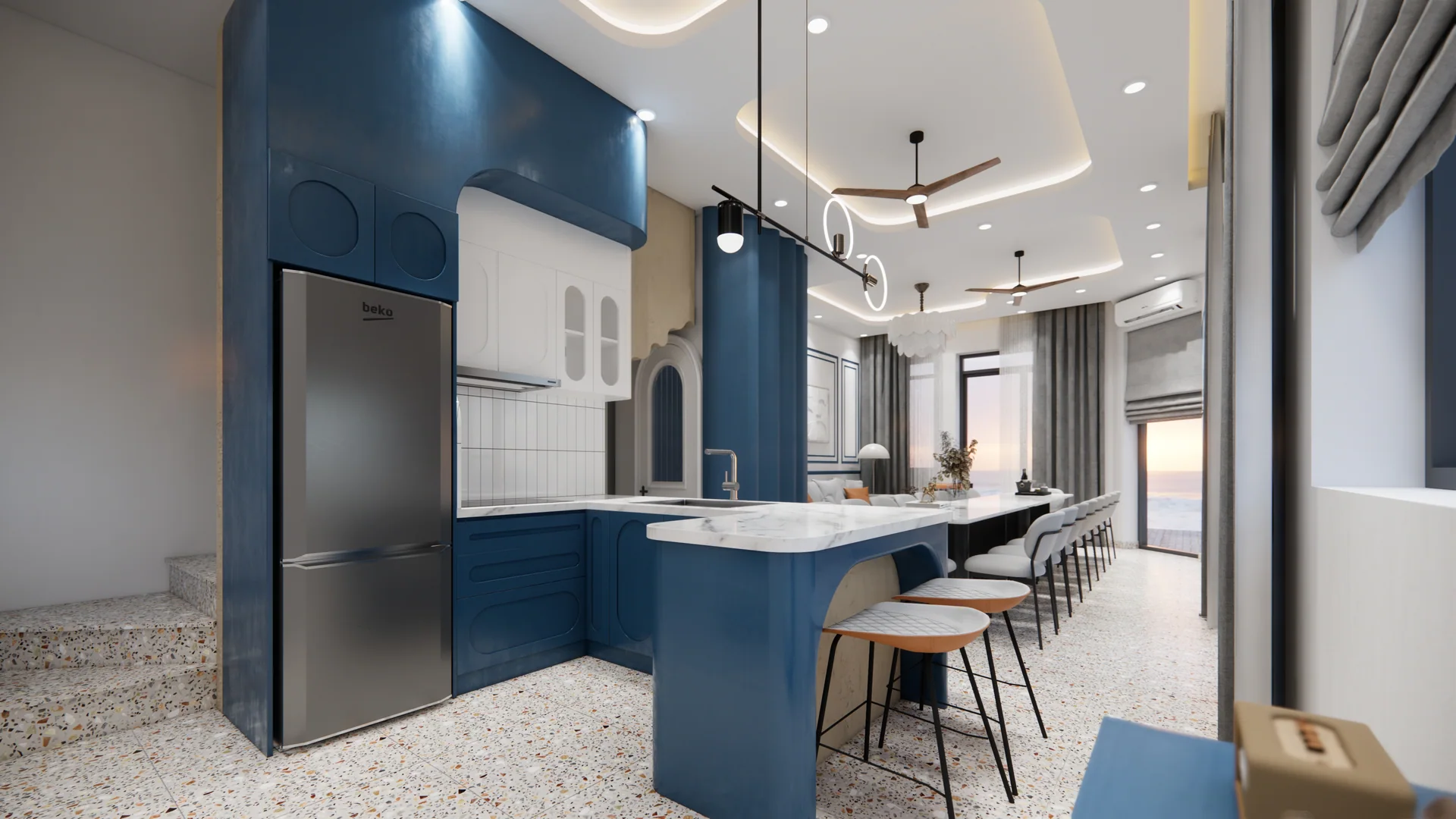 Phối cảnh thiết kế: phòng khách — Nhịp xanh trong không gian mở, Wonderland, NovaWorld Hồ Tràm